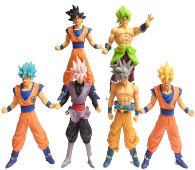 WHITE POPCORN Dragon-Ball Z Super Saiyan Action Figures 18.5 cm (Pack of 6)(Multicolor)