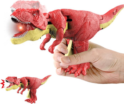 Toybot Dinosaur Toy with Biting Function Roaring Sound Effect Will Shake Head and Tail(Red)