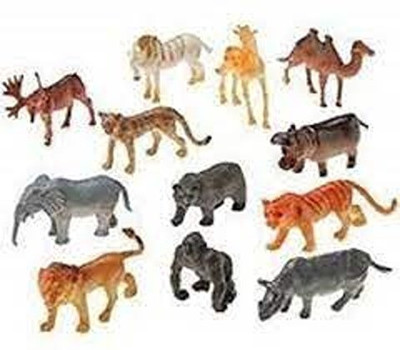 MATA JANKI TRADERS 12 Animal Early Toy Realistic Animal Figures for Kids , Animal Toy Set PQ(Multicolor)