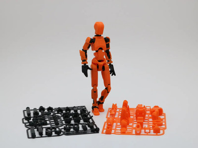 Bhootia Dummy 13 Action Figure Robot |Build Yourself Toy|3D Printed (5.25inches) Orange(Orange, Black)