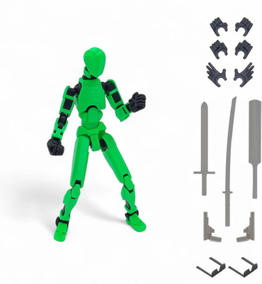 Vaali Store Assembly Completed 3D Printed Action Figure with Weapon(Green)