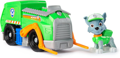 PAW PATROL Rocky's Recycle Truck Vehicle with Collectible Figure, for Kids Aged 3 and Up(Multicolor)