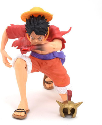 Blue Aura One Piece Monkey D Luffy Action Figure Height-12.5cm (Luffy bent hand)(Multicolor)