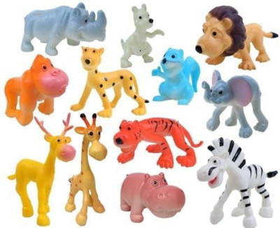 HappyBive Mini Jungle Safari 12 PC Realistic Wild Animal Toy Figure Playing Set for Kids15(Multicolor)