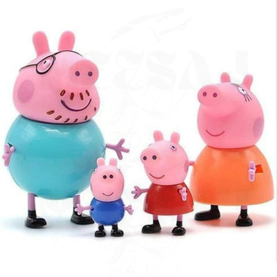 Meesaj Peppa Pig Family Set – 4 Piece Includes Peppa, Mummy, Daddy & George For Kids(Multicolor)