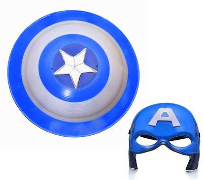 HALO NATION Avengers Captain America 32 cm Shield & Mask Realistic Design Plastic Weapon(Blue)