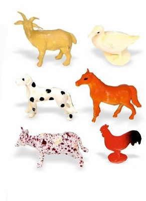 Littlin Farm Animals Action Figure Toy Set (Pack of 6 pcs)(Multicolor)