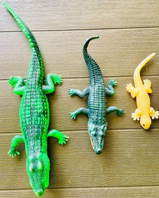 Tik C Rubber two crocodiles and lizard toy for kids(Multicolor)