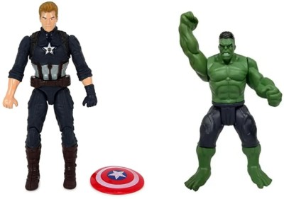 khilona waala Avenger Super Heroes Action Figure CAPTAIN AMERICA & HULK Toy Best For Kids Boys(Multicolor)