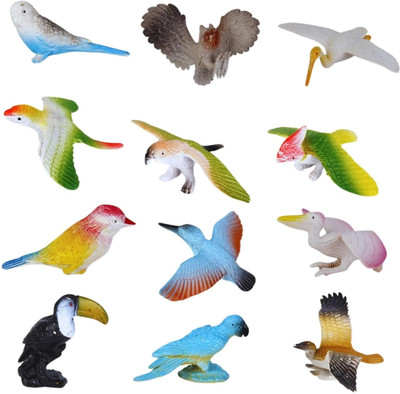 Mallexo Realistic PVC Bird Figures Toys | 3D Model Sparrow Animal Farm Figure Play Set(Multicolor)