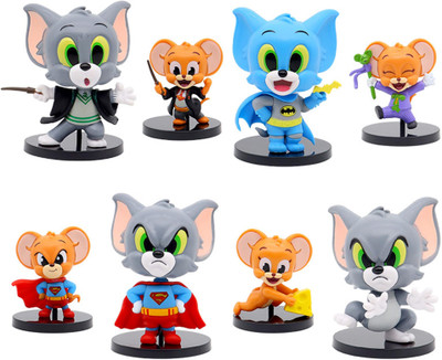 RVM Toys 8 Tom and Jerry Action Figure 6-9 cm Or Cake Topper Showpiece Gift Toy D3(Multicolor)