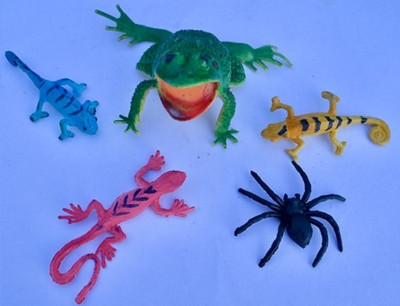 Tik C Rubber frog,spider,lizard toys(Multicolor)