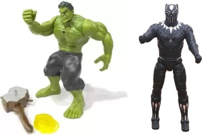 khilona waala Pack of Avenger Superheroes Hulke & Black Panther Action Figure Toy for Boys(Multicolor)