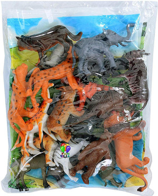 KHYALI 12-PCS Wildlife Animal Toy Set|Realistic Mini Jungle Zoo Animals for Kids|514(Multicolor)