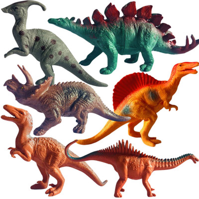 Mallexo Big Dinosaur Figure Toy Set for Kids T-rex Dinosaurs Animal Playset Toy-6PC(Multicolor)