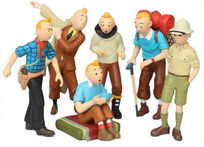 RVM Toys Set of 6 The Adventures of Tintin Figures 10cm Toy Car Dashboard Study Table Toy(Multicolor)