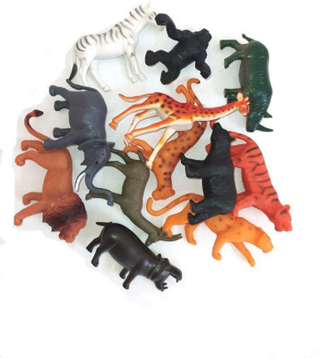 KHYALI 12-PCS Wildlife Animal Toy Set|Realistic Mini Jungle Zoo Animals for Kids|509(Multicolor)