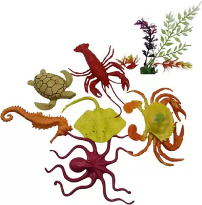 CJ CHILDREN 8 pcs Undersea Water World Set for Kids, Water Animal Set with Plants(Multicolor)