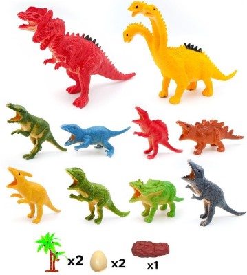 Akvanar Dinosaur Toy Set 2 pc big ,8 pc small Tree and Eggs dinosaur Animals Figures Toy(Multicolor)