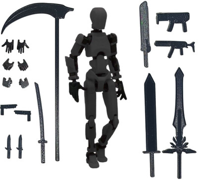 Mighty Miniatures Prime Action Figure Robot | 14 cm with Weapons Pack(Black)