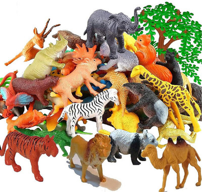 KHYALI 12 PC Mini Jungle Safari Realistic Wild Animal Toy Figure Playing Set for Kids10(Multicolor)