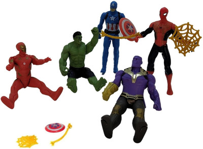 Toyporium Avengers Toys|Set of 5 Twist And Move Super Hero Action Figure For Kids|T13(Multicolor)