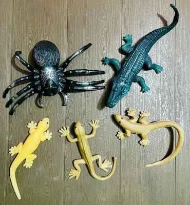 Tik C Rubber spider,lizards and crocodile toys(Multicolor)