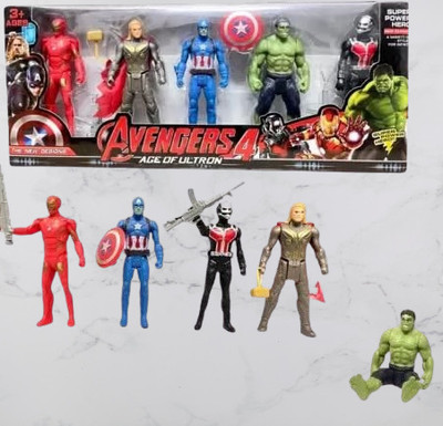 Toyporium Avengers Toys|Set of 5 Twist And Move Super Hero Action Figure For Kids|A14(Multicolor)