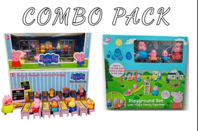 RIGHT SEARCH Peppa Pig Family Playground and Classroom Toy Set for Kids(Multicolor)