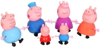 Firstchoice Peppa Pig Family Figurines, Set of 6 - Best Gift for Kids Figure Toy(Multicolor)