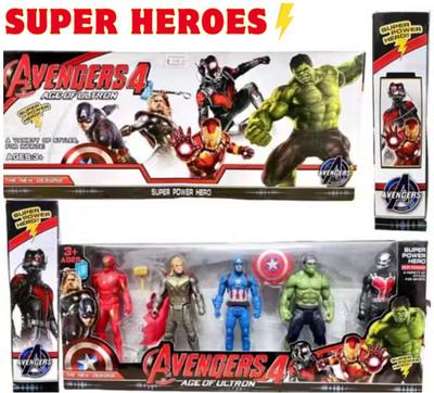 SHINILIFESTYLE Marvel Avengers Action Figure Set | 5 Superhero Toys for Boys |Birthday Gift Set(Multicolor)