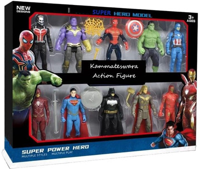RIGHT SEARCH Superhero Action Figure Toys Superheroes Set of 10 Figures Toy for Kids(Multicolor)
