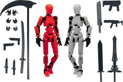 Mighty Miniatures Prime Action Figure Pack of 2 with Weapons | 14 cm Fully Poseable Collectibles(Red, White)