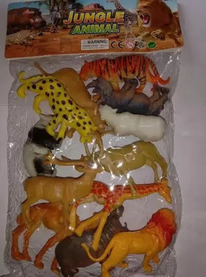 manish 12 midiam Size Basic Wild Zoo Animals Figurines, Made of Jungle Animals Toys(Multicolor)