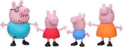 Myhoodwink Cute Cartoon Animated Figures Peppa Pig Family Set Toys (4 Pcs)(Multicolor)