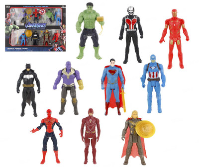 FIDDLERZ 10 Pcs Superhero Set for Kids Action Figure & Collection Toys for Boys & Girls(Multicolor)