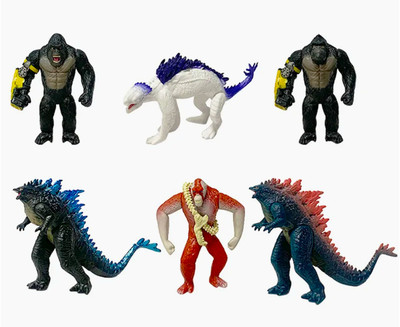 FOZZO-SK G x K New Empire 6 Mini Godzilla Kong Toy Models Monsters Movie Action Figures(Multicolor)