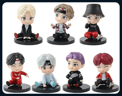 gtrp ACTIONFIGURE-BTS Miniature Dolls Set of 7 (Tiny tan Figures Set) | Package of 7(Multicolor)