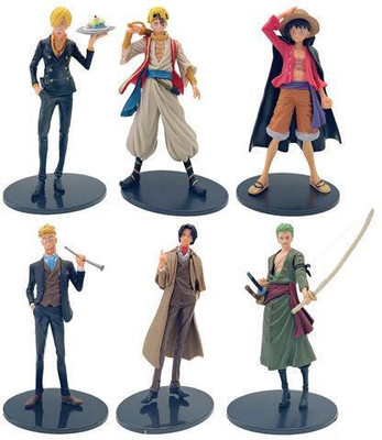 RVM Toys Anime Big Set of 6 One Piece Figures 17 cm Toy for Car Dashboard Study Table(Multicolor)