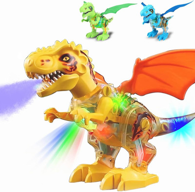 Zmart Dinosaur T-Rex Toy with Wings, Spray Mist with Walking, Lights and Roar Sound(Multicolor)