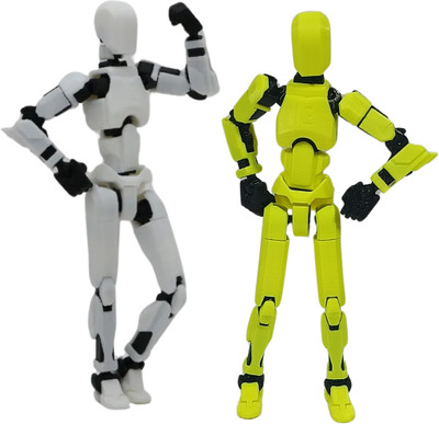 Apsara Gifts Pack of 2 - Dummy 13 Action Figure Articulated 3D Printed Robot(White, Yellow)