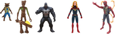 khilona waala Pack Of GROOT VENOM CAPTAIN MARVEL & SPIDERMAN Avenger Toy For 3 Years Old Kids(Multicolor)