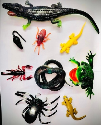 Tik C Rubber snake,crocodile,frog and spider gang toys(Multicolor)