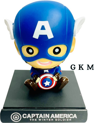 GKM Avengers Captain america Action Figure Bobblehead with Mobile Holder(Multicolor)