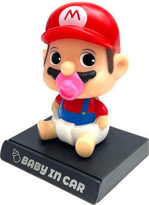 Augen Super Hero Mario Red Baby Action Figure Bobblehead Car & Table (Pack of 1)(Multicolor)