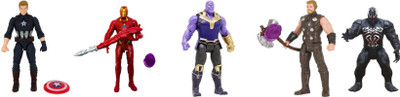 khilona waala Combo of Avengers Captain America Ironman Thanos Thor & Venom Toy for Boys(Multicolor)