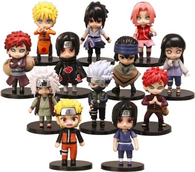 Pinaka Action Figure PVC Set Sasuke Itachi Jiraiya Hinata Kakashi Figurine Toy Set12Pac(Multicolor)