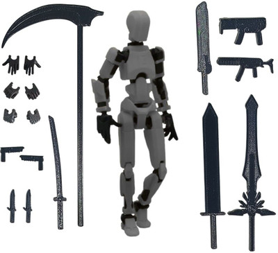 Mighty Miniatures Prime Action Figure Robot | 14 cm with Weapons Pack(Grey)
