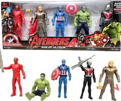 Toyporium Avengers Toys For Kids|Set of 5 Twist & Move Super Hero Action Figure Play Set24(Multicolor)