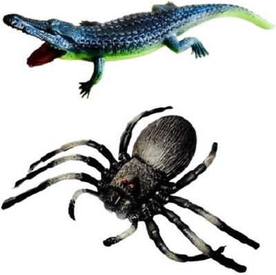 Tik C Rubber crocodile and spider toys for kids(Multicolor)